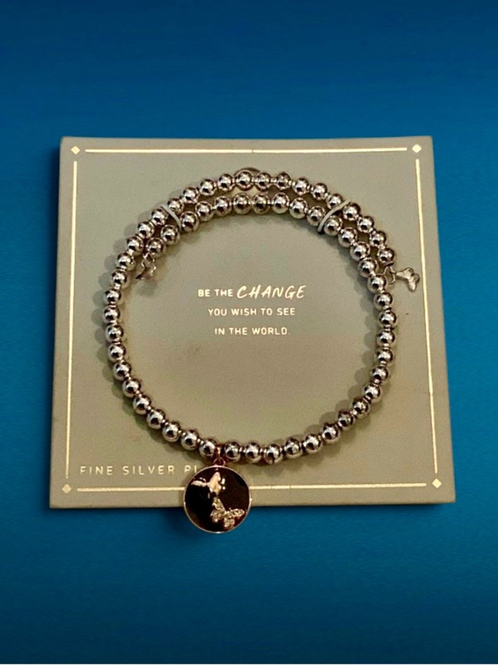 Fine Silver Plated Beaded Inspirational Bracelet